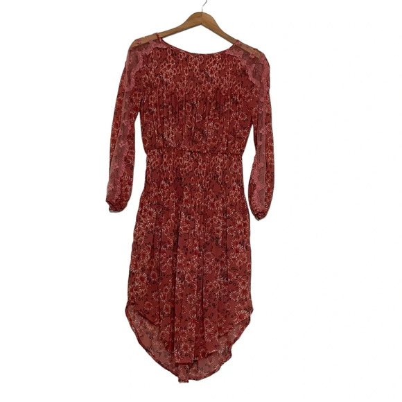 Free People Dress XS Rose Gold Open Waters Charlotte Floral Flowy Boho Romantic - Picture 1 of 12